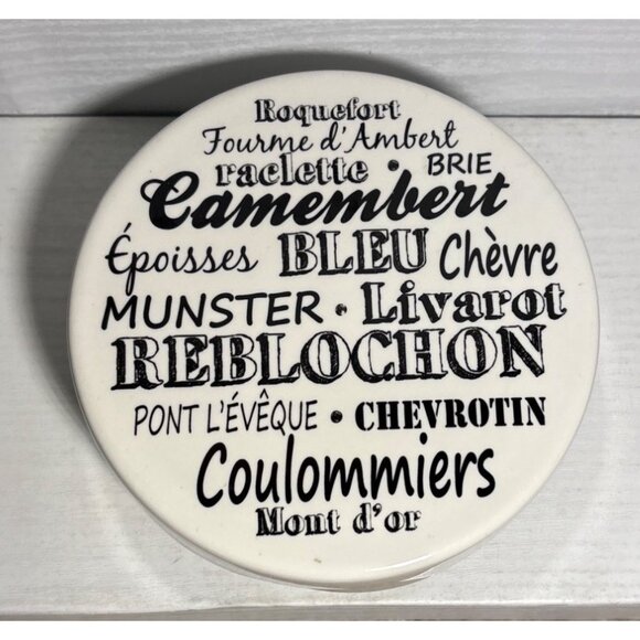 Gourmet Village Ceramic Cheese Baker Round With Decorative French Cheese Names - Picture 3 of 8